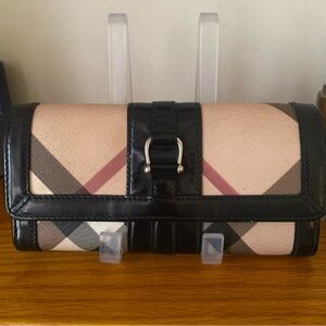 Burberry Nova Check Continental Wallet with Black Leather Trim